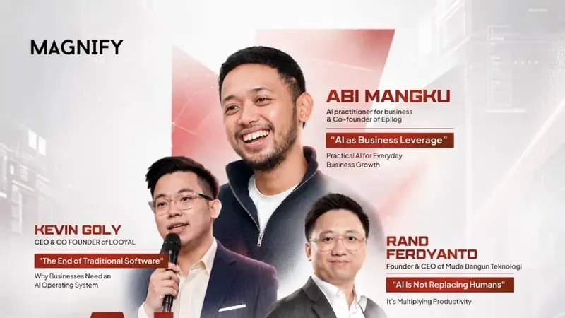 BNI Magnify speaker panel featuring Abi Mangku on AI as Business Leverage